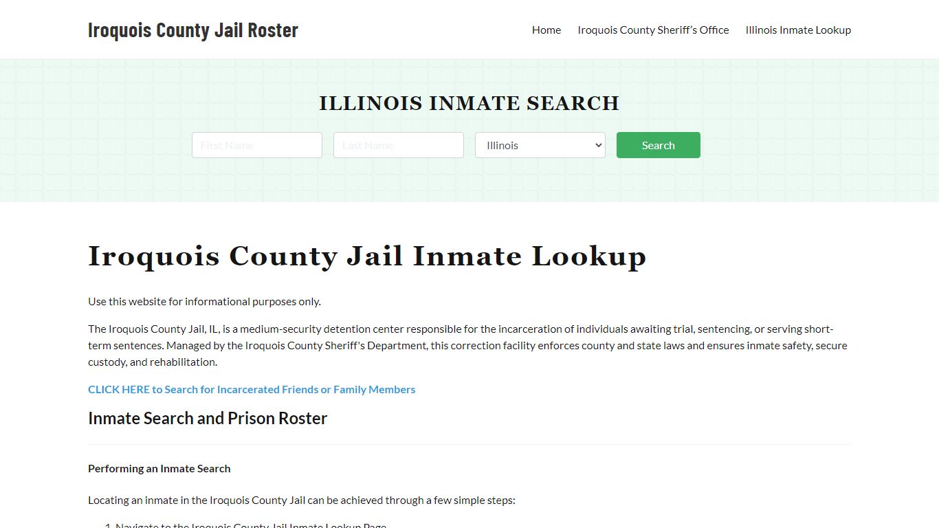 Iroquois County Jail Roster Lookup, IL, Inmate Search