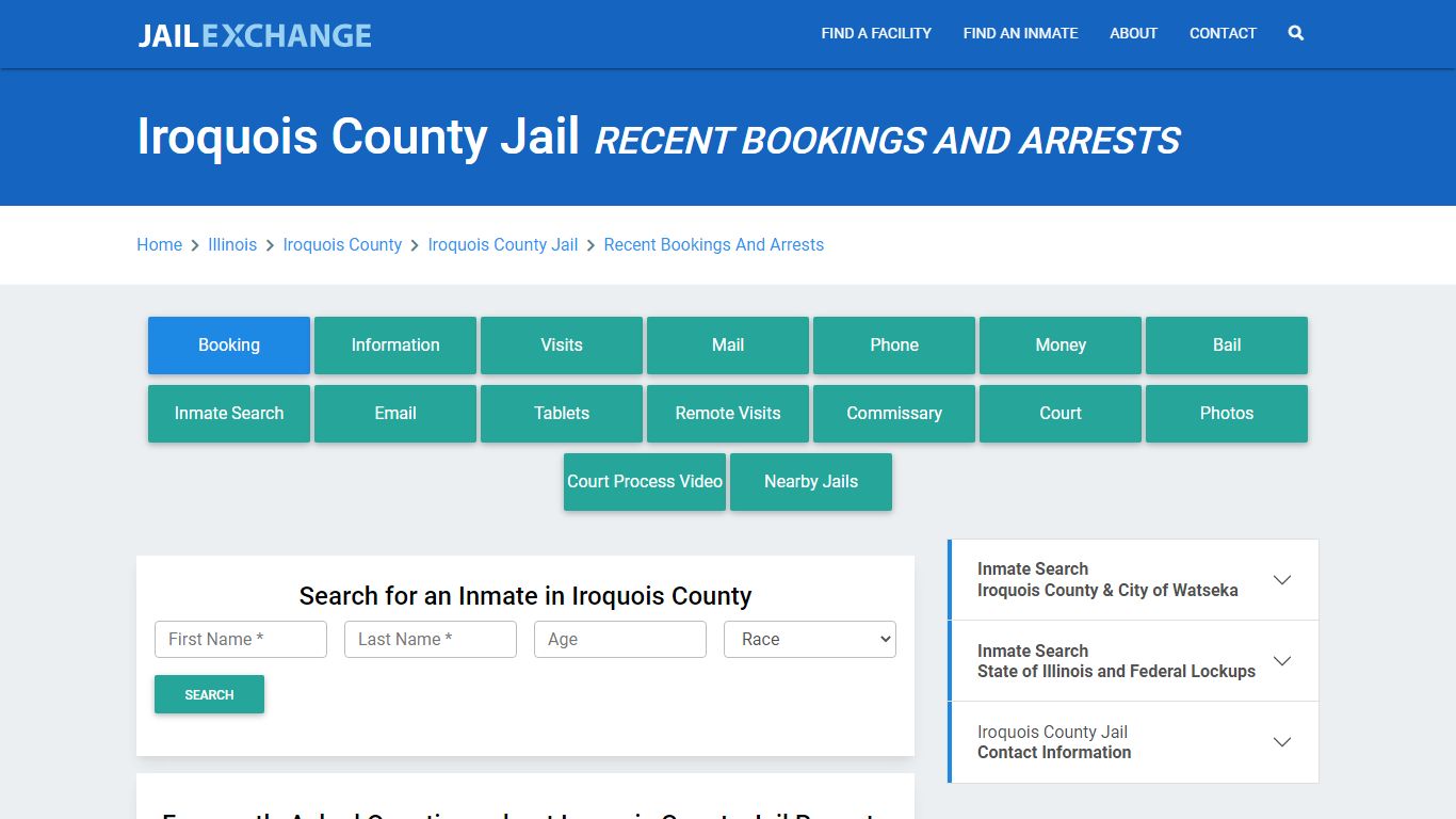 Iroquois County Jail Recent Bookings And Arrests - Jail Exchange