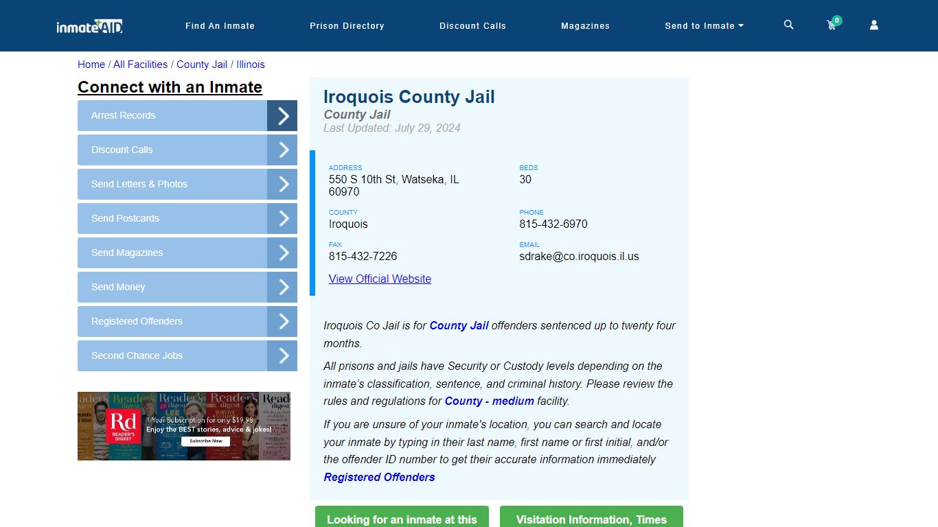 Iroquois County Jail - Inmate Locator