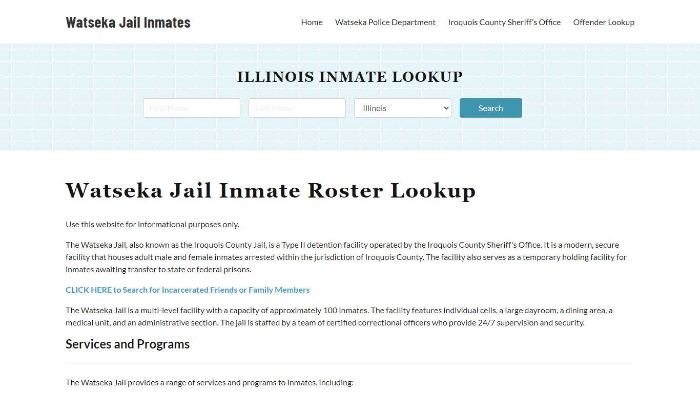 Watseka Jail Inmate Roster, Iroquois County, IL, Offender Search